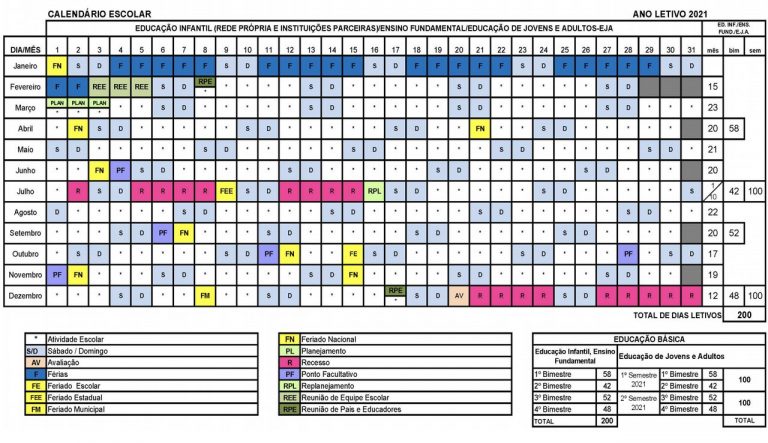 calendário escolar