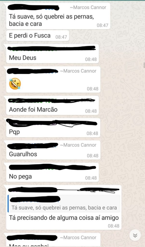 Em grupo de WhatsApp, vereador de Santa Isabel confirma que se acidentou durante racha em Guarulhos Conversa Whatsapp