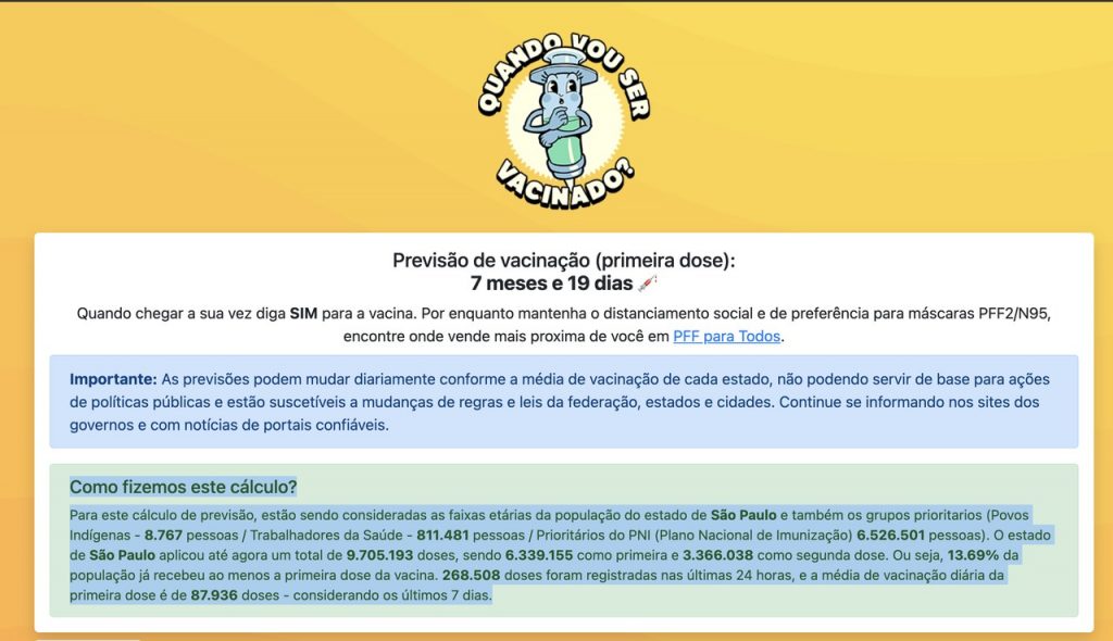 Quando vou ser vacinado