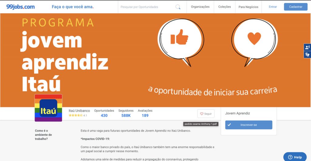 Jovem Aprendiz Itaú