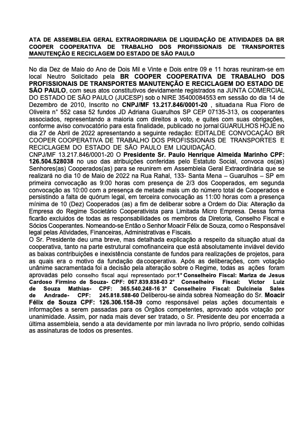 Ata Transferência BRCooper