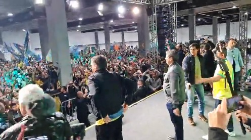 Bolsonaro e Tarcísio de Freitas em Santos