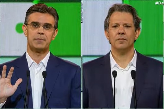 Rodrigo Garcia e Haddad no debate da TV Cultura