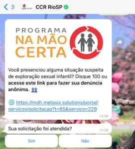 CCR RioSP x Programa Na Mão Certa