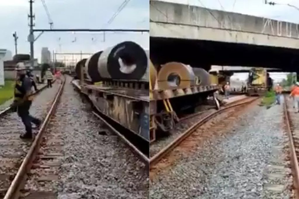 Trem de carga descarrilado