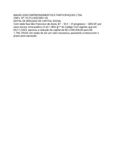 Edital de Redução de Capital Social