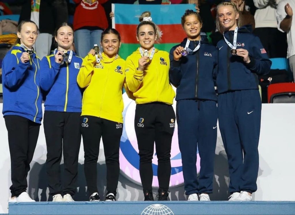 Camilla Gomes e Alice Hellen no Mundial de Ginástica de Trampolim