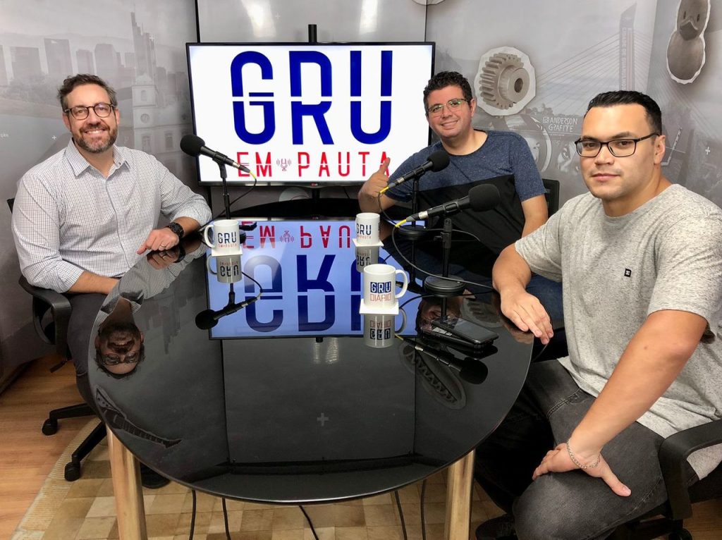 Pedro Guerios, Wellington Alves e Eurico Cruz no GRU em Pauta