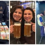 Material apreendido do chefe pela Polícia Civil e foto das passageiras presas