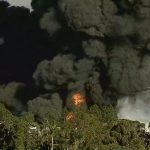 Fumaça do incêndio em Indústria de Guarulhos