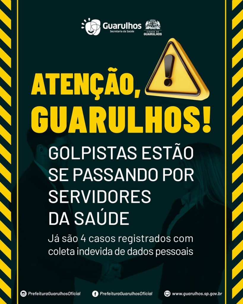 Alerta da Prefeitura de Guarulhos sobre golpistas