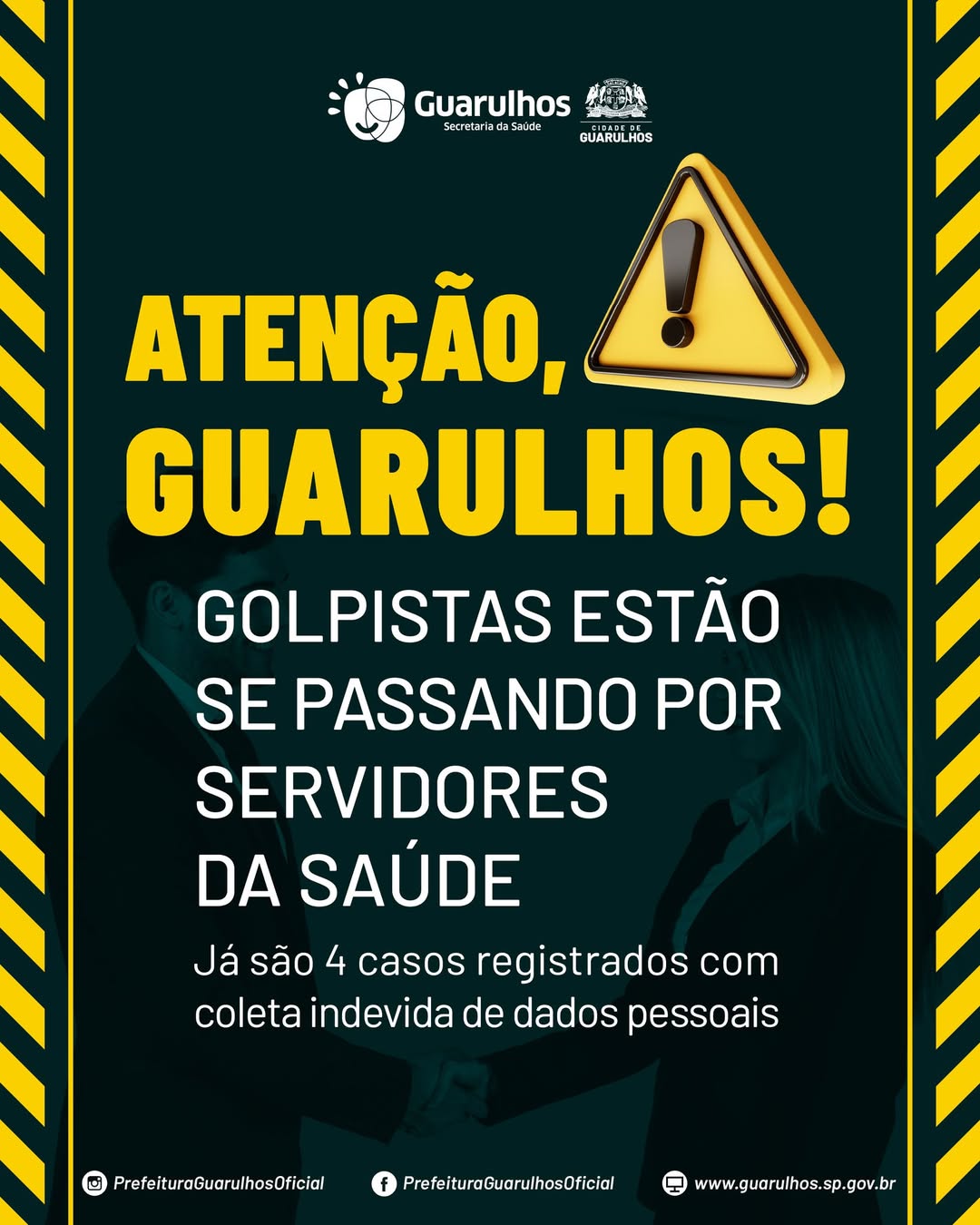 Alerta da Prefeitura de Guarulhos sobre golpistas