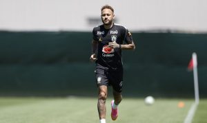 Neymar, em treino da Seleção Brasileira
