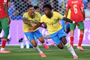 Vinícius Júnior comemora gol - Brasil x Marrocos - Copa