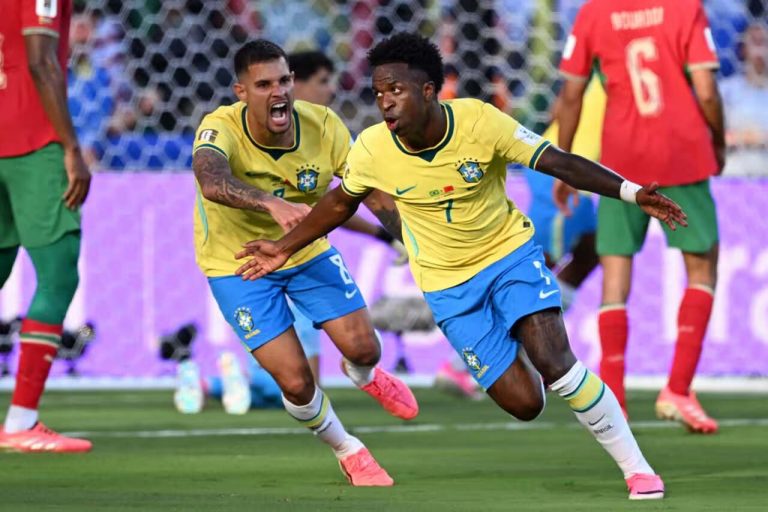 Vinícius Júnior comemora gol - Brasil x Marrocos - Copa