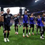 Jogadores da Argentina comemoram vitória contra a Inglaterra na semifinal da Copa do Mundo